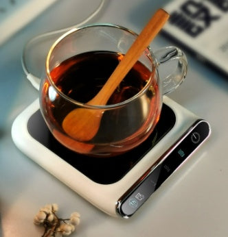 Self-Heating Mug Warming Plate by The Remote Desk - lifestyle desk photo